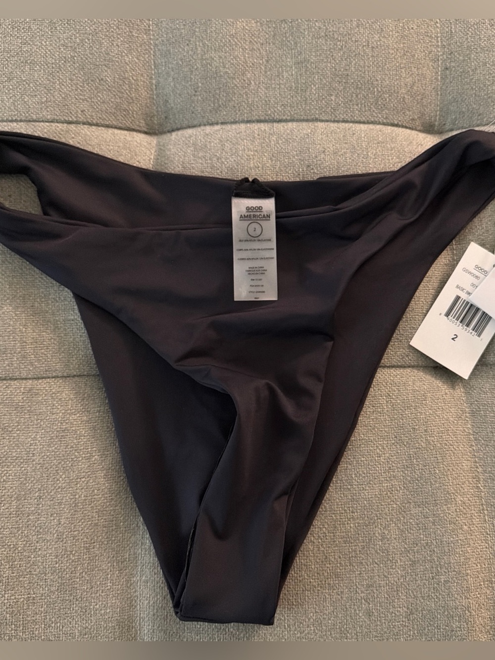 Good American Good American scuba high-rise cheeky bikini bottoms  Black Size 2
